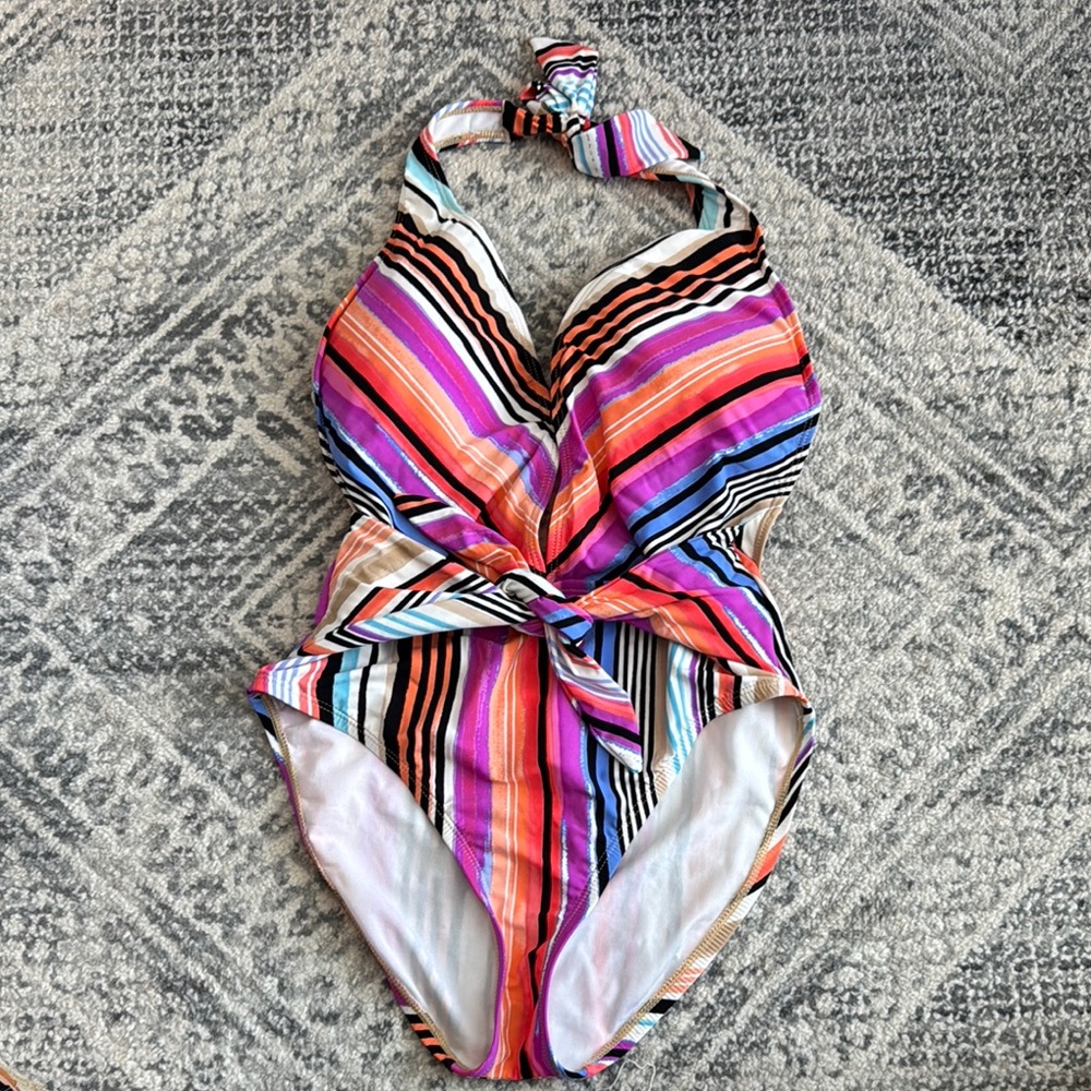 Reaction Kenneth Cole Multicolor Striped One Piece Swimsuit